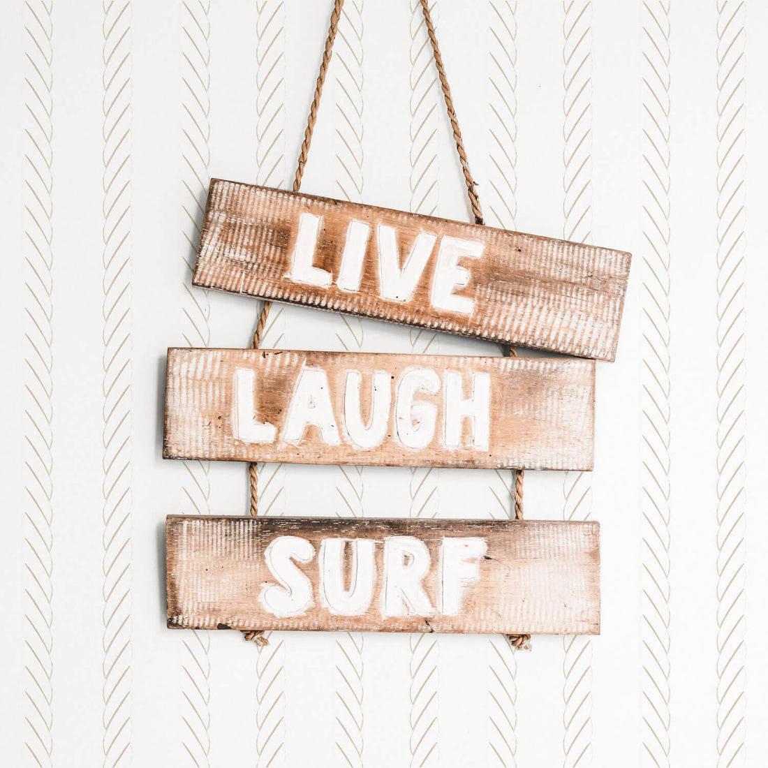 Latte color rope print wallpaper for ocean themed nursery | Livettes