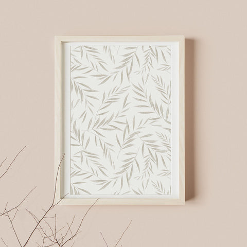Poster Foglie di Felce Acquerello