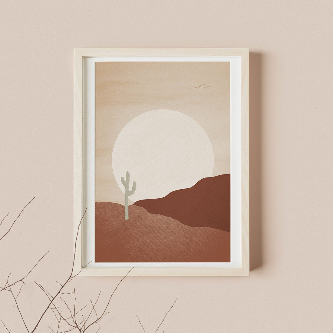 Sunset in the desert painting poster