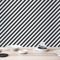 scandinavian black and white diagonal stripe wallpaper 