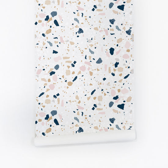 Pastel terrazzo design removable & traditional wallpaper | Livettes ...