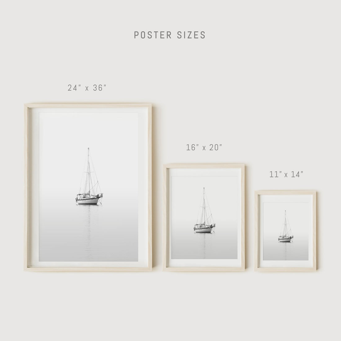 Nautical poster decor with sailing yacht 