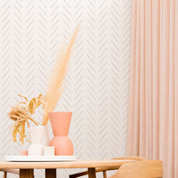 neutral color herringbone print removable wallpaper in dining room