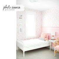 girly room interior with pink pineapple pattern wallpaper
