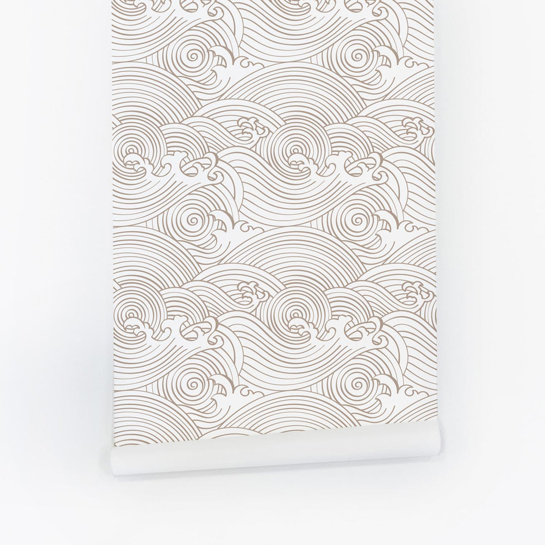 neutral color coastal inspired wave pattern peel and stick wallpaper