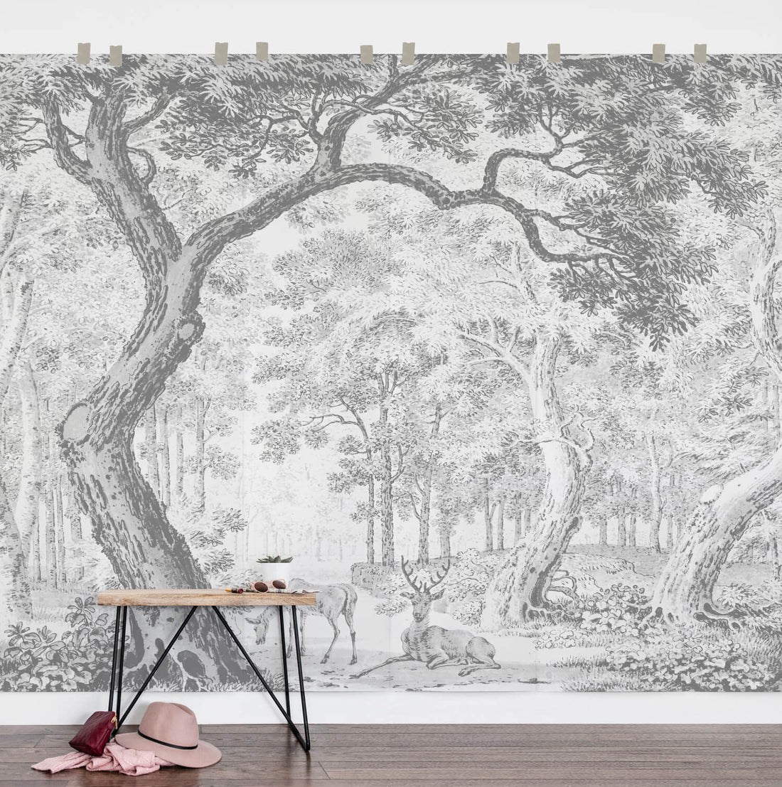 Enchanted forest wall mural for nursery and kids room interiors