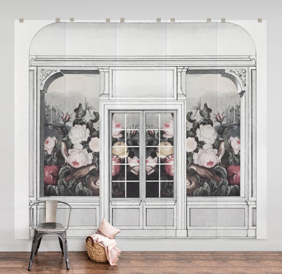 Vintage floral wall mural