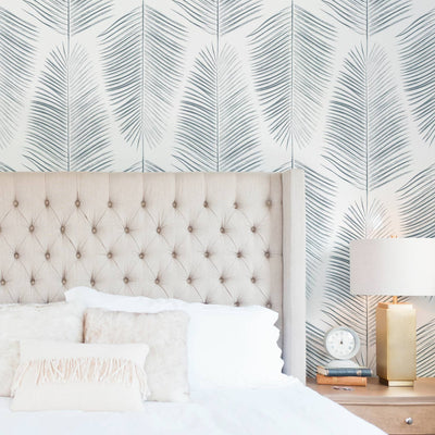 Blue Palm Leaf Wallpaper