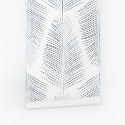 Blue Palm Leaf Wallpaper