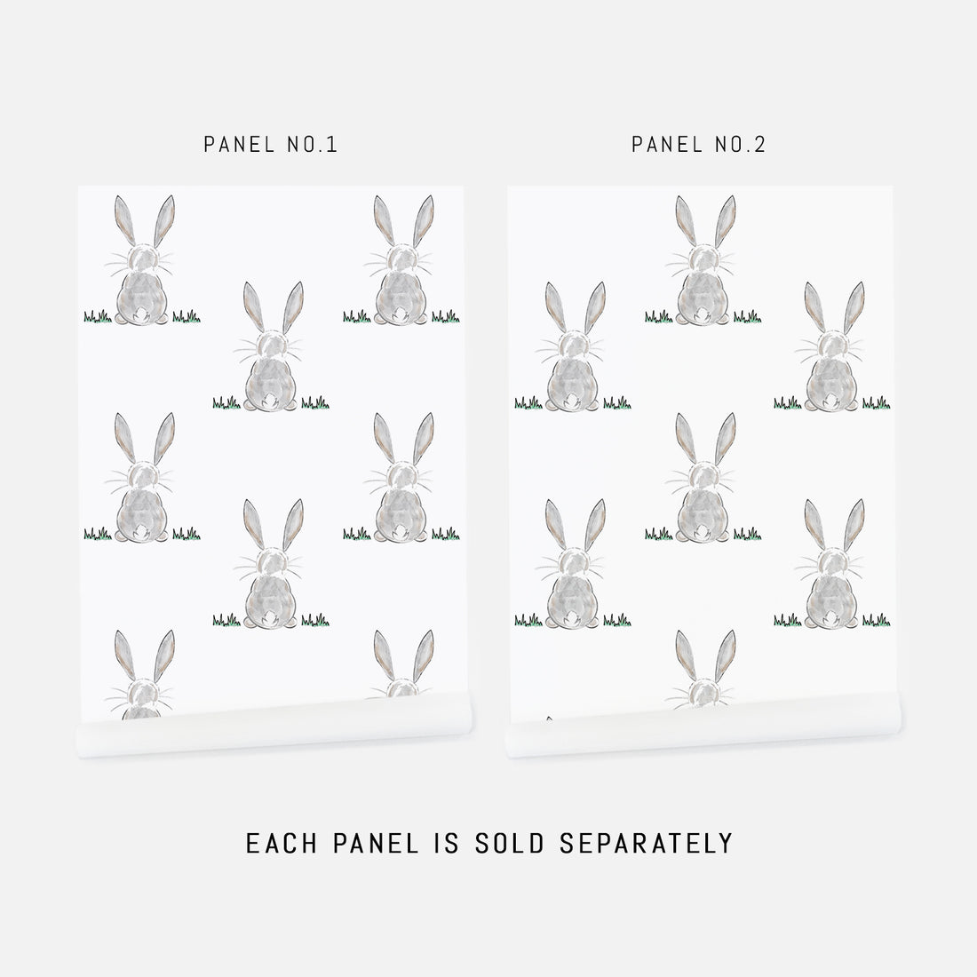 small grey painted bunny pattern removable wallpaper