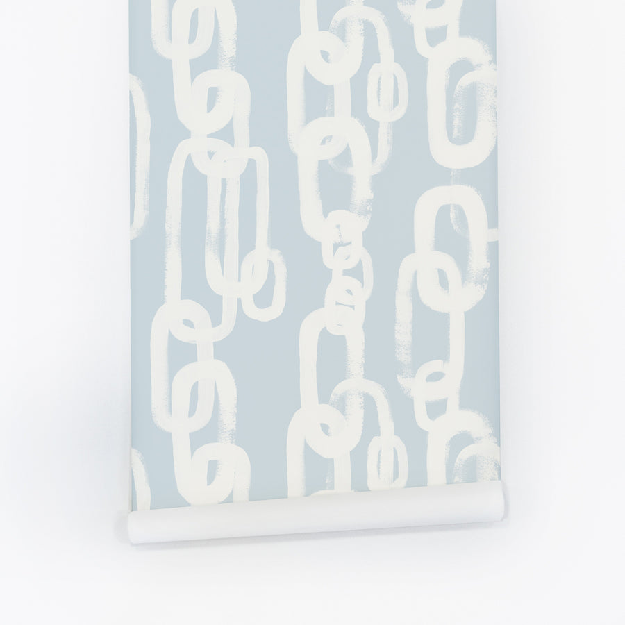 chained removable wallpaper design in blue 