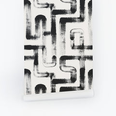Geometric brush strokes design removable wallpaper
