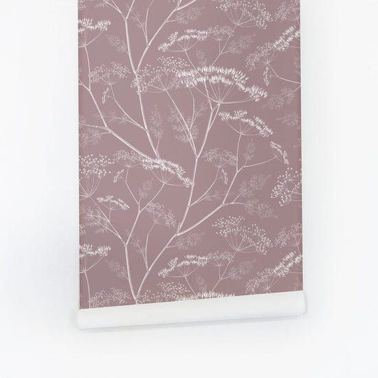 Pink meadow wildflower print removable wallpaper Livettes Livettes
