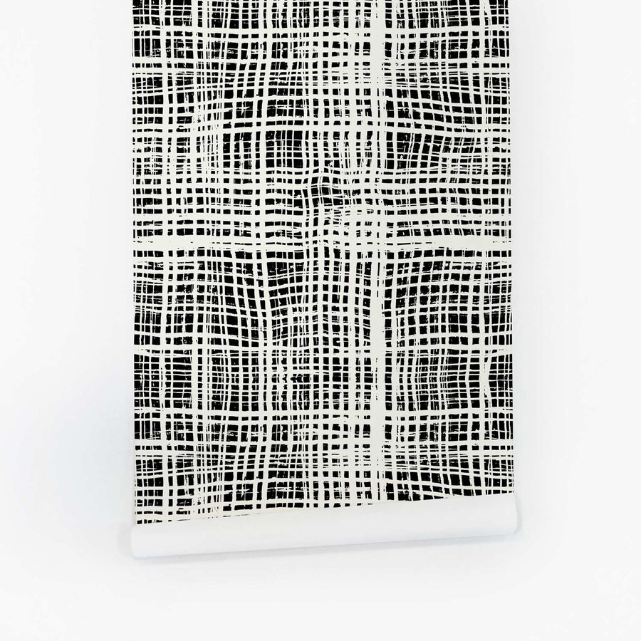 black and white plaid inspired removable wallpaper