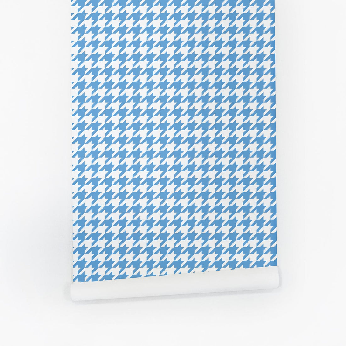 bright blue retro houndstooth pattern peel and stick wallpaper