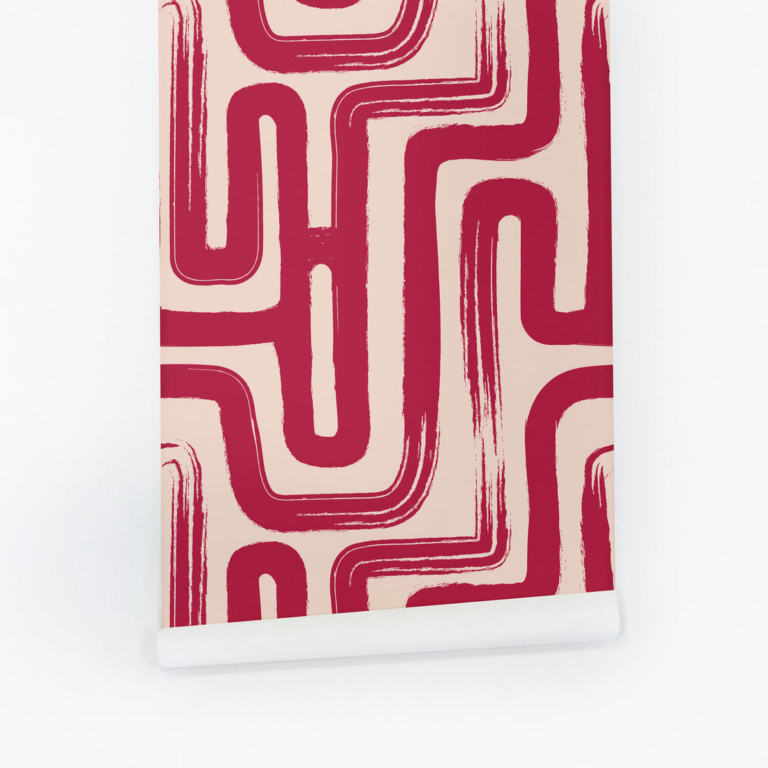 deep red removable wallpaper inspired by maze print