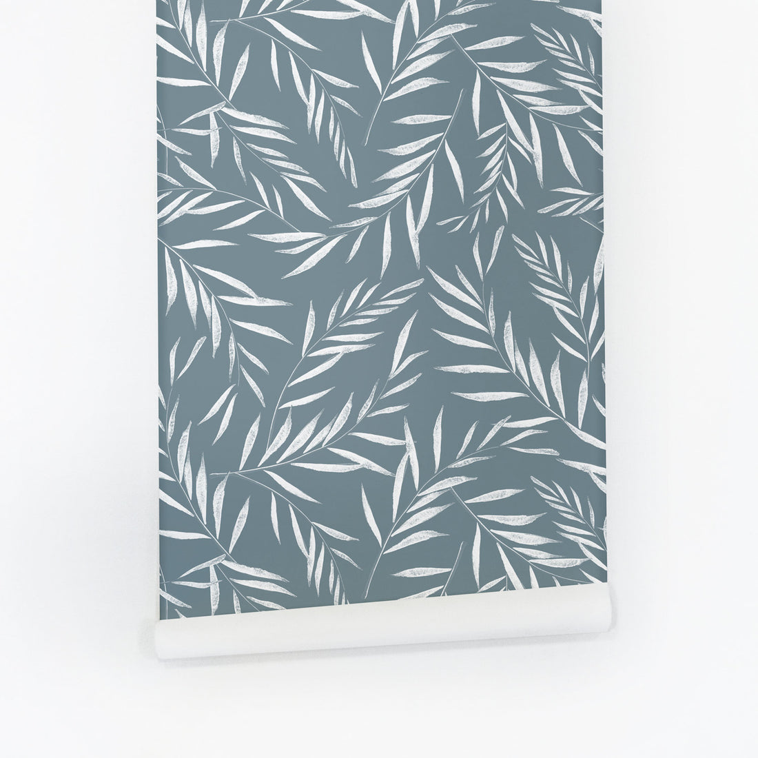 blue fern leaf pattern peel and stick wallpaper