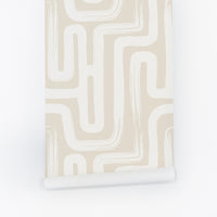 light beige soft painted lines inspired removable wallpaper for girls bedroom