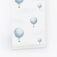 light blue vintage air balloons print peel and stick wallpaper