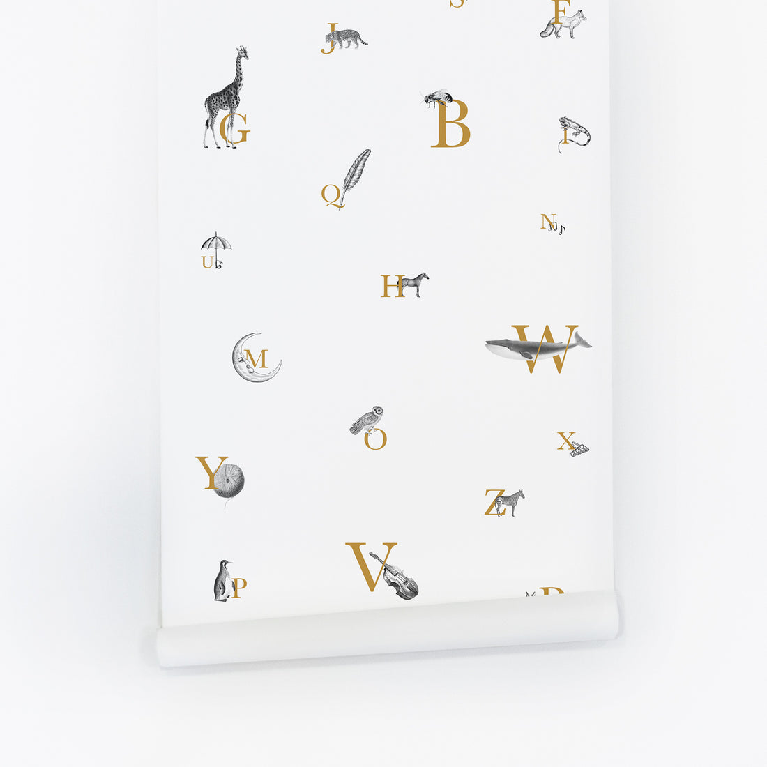 educational alphabet print wallpaper design for kids playroom