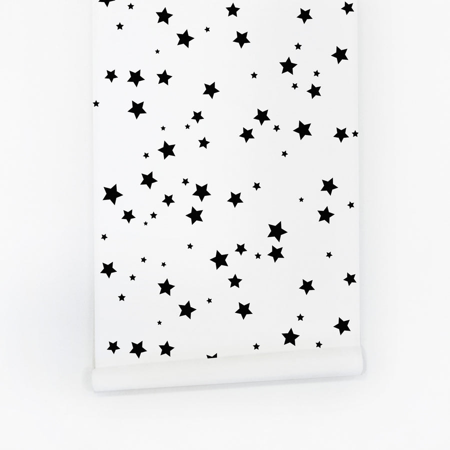 simple black and white tiny stars removable wallpaper