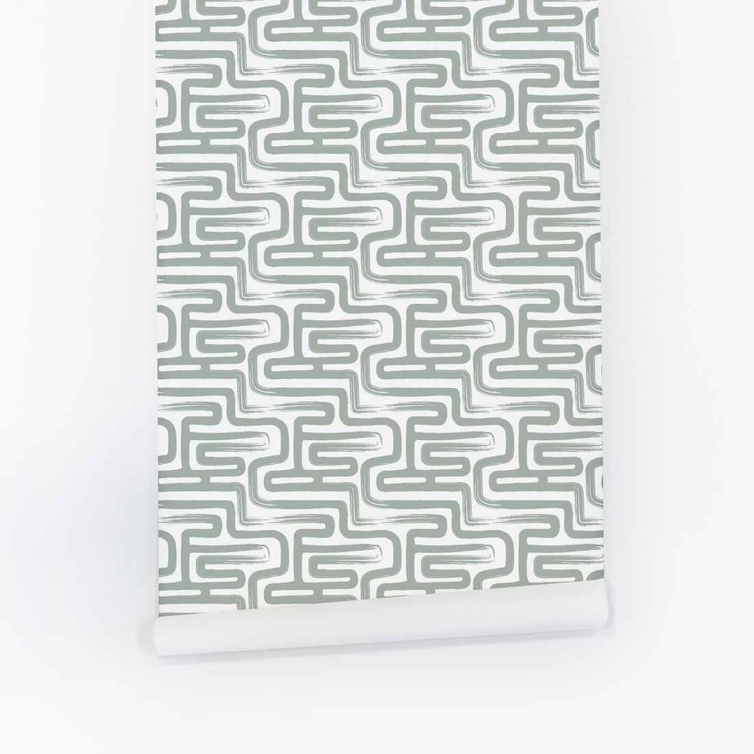 Small maze design removable wallpaper in green color