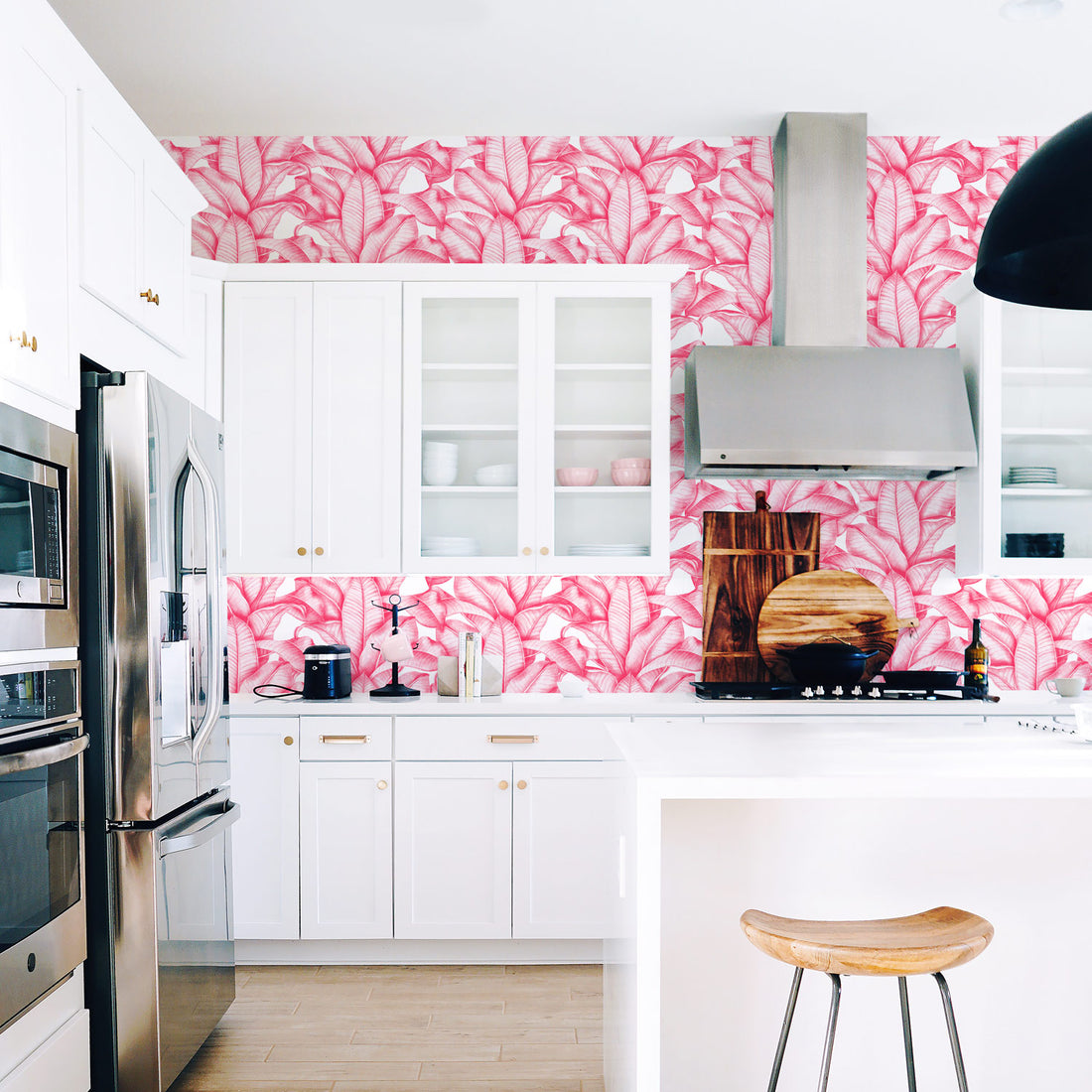 Pink Banana leaves removable wallpaper | Livettes | Livettes Wallpaper