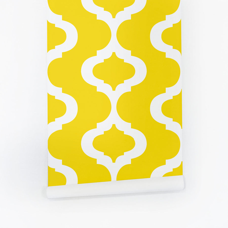 bright yellow symmetric shaped removable wallpaper