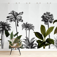 jungle wall mural design with trees 