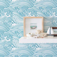 beach inspired wallpaper with waves pattern