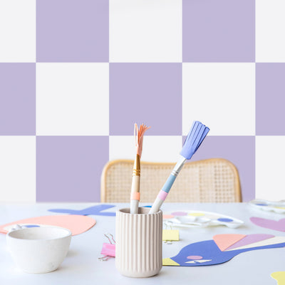 Lavender Checkerboard Design Wallpaper
