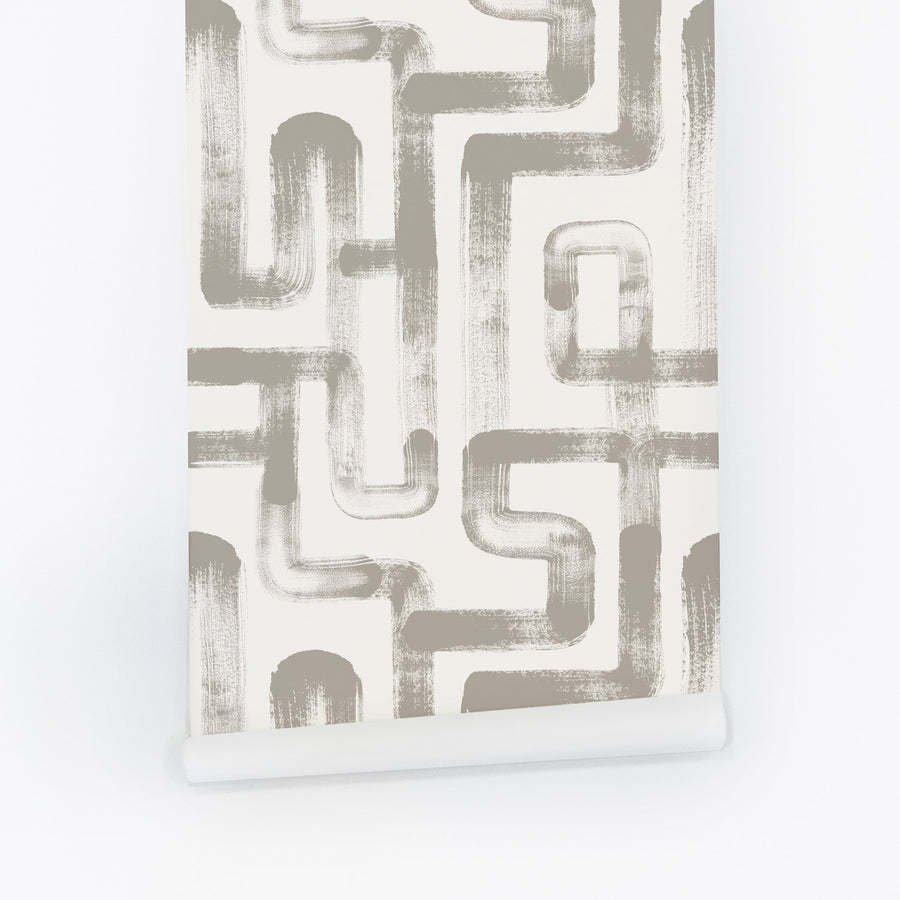 soft grey vintage lines inspired removable wallpaper