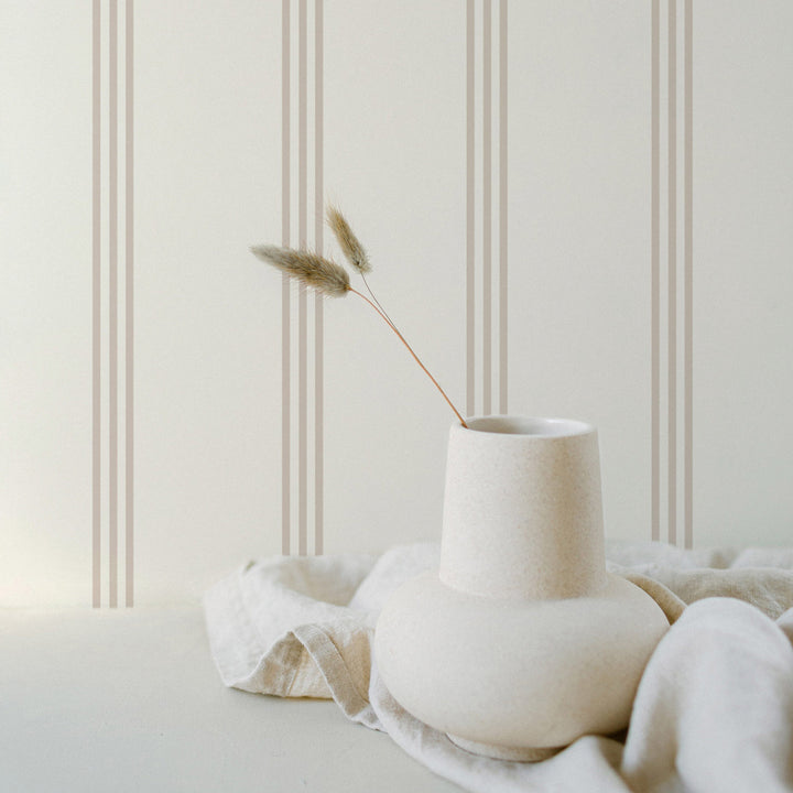 beige simple striped wallpaper design