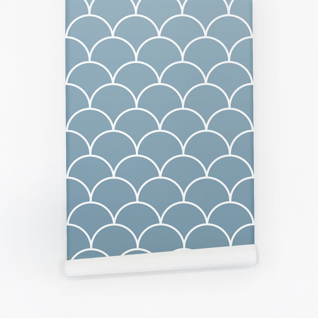 ombre blue scallops pattern removable wallpaper for coastal interior