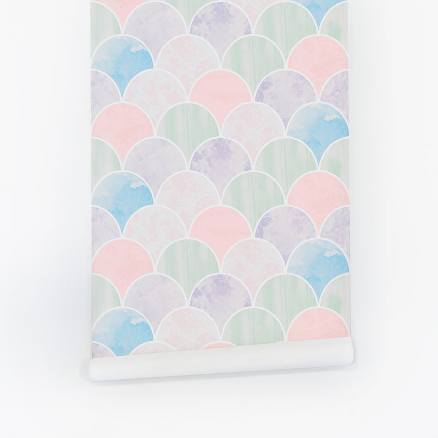 pastel scallop tiles inspired removable wallpaper