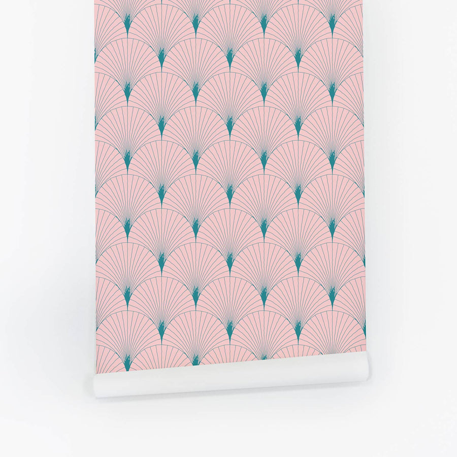 pastel pink scalloped print removable wallpaper