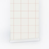 pink and off white plaid motif removable wallpaper