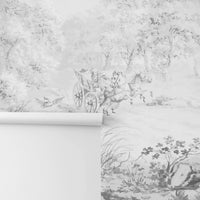 Light grey color removable forest wall mural