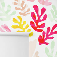 close up of coral print wall mural design