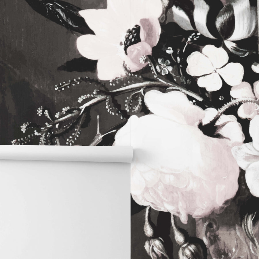 close up of subtle floral print wall mural