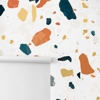 bright terrazzo print wallpaper close up with texture