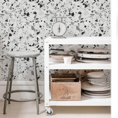 scandinavian design terrazzo print removable wallpaper for kitchen interior