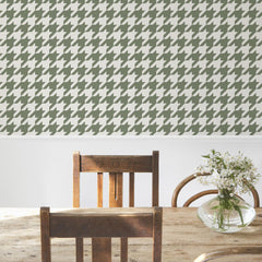 elegant farmhouse style dining room with houndstooth wallpaper removable g