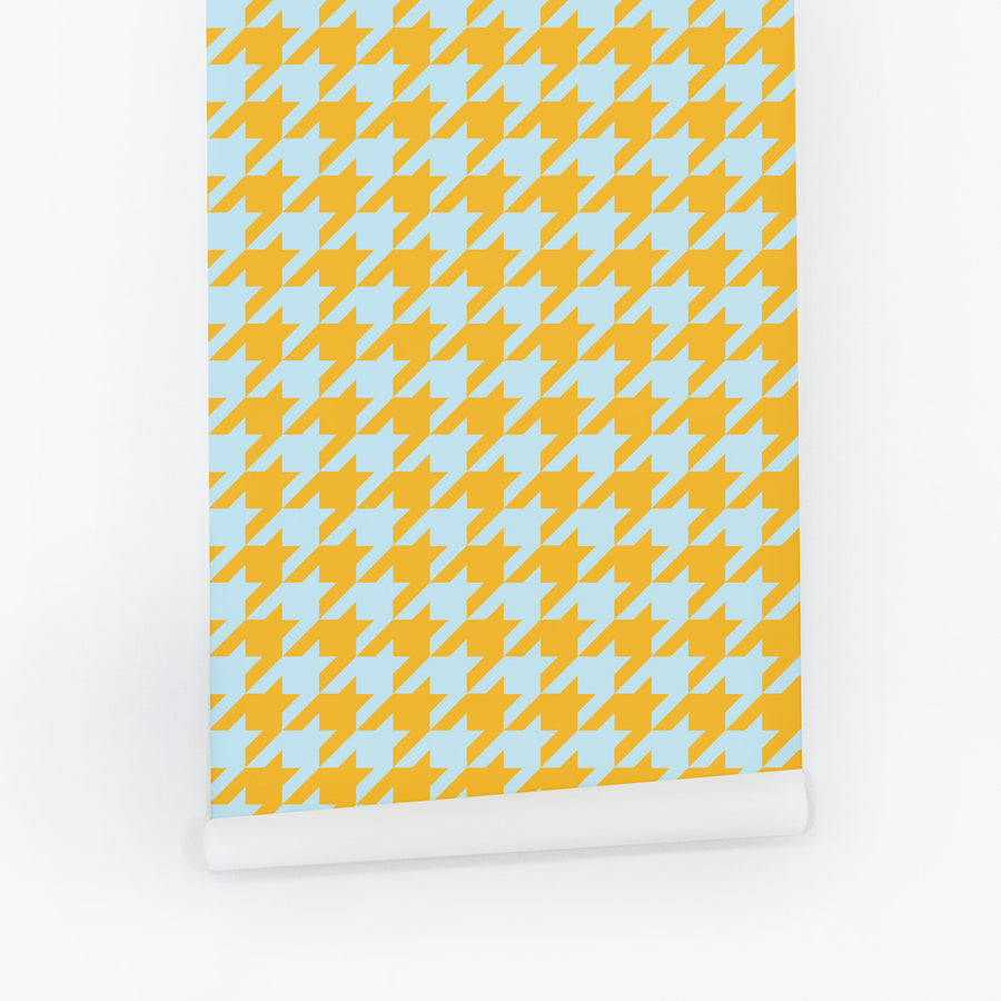 bright yellow small print removable wallpaper