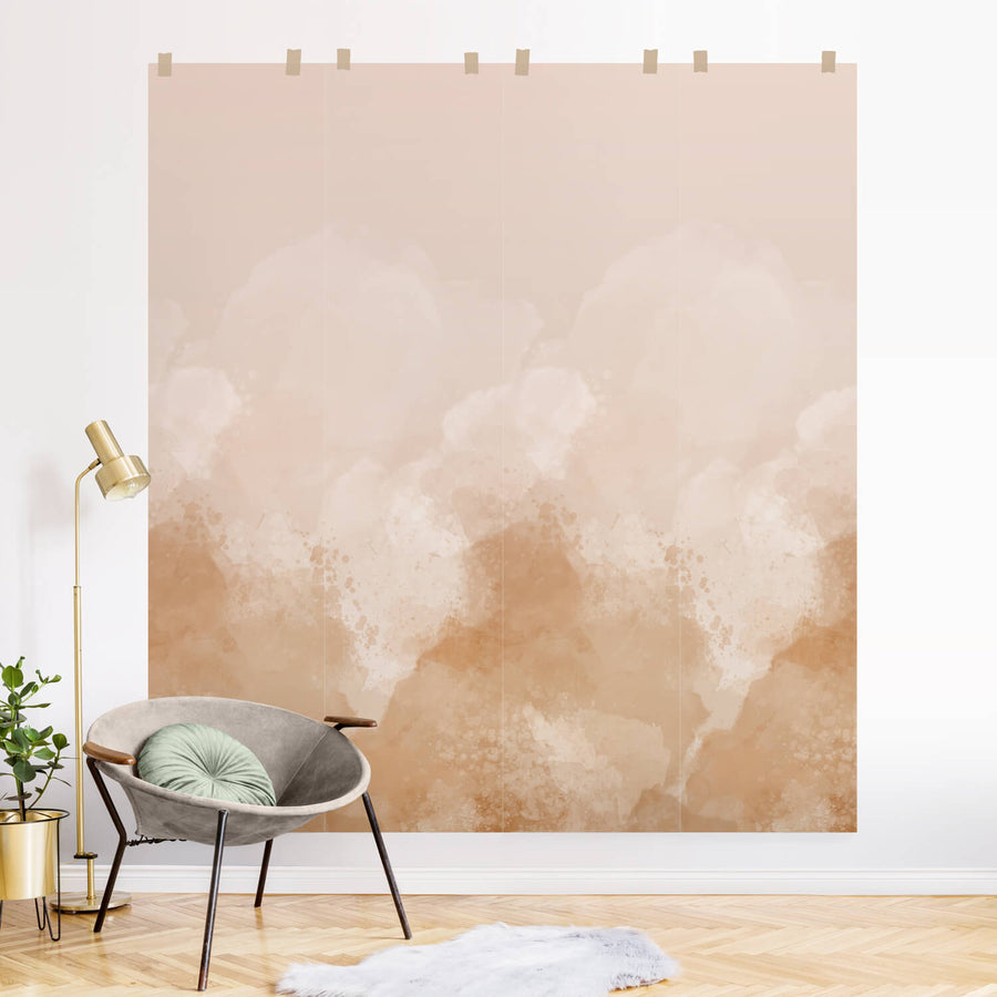 peach color wall mural with watercolor effect